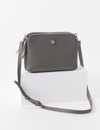 Boston + Bailey Double Zip Crossbody Bag, Grey product photo