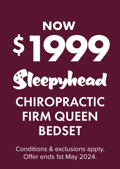 Now $1999 Sleepyhead Chiropractic Firm Queen Bed Set