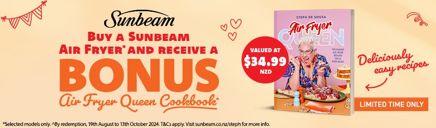 Sunbeam: Buy a Sunbeam Air Fryer* and receive a BONUS Air Fryer Queen Cookbook*