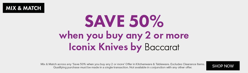 SAVE 50% when you buy any 2 or more Iconix Knives by Baccarat