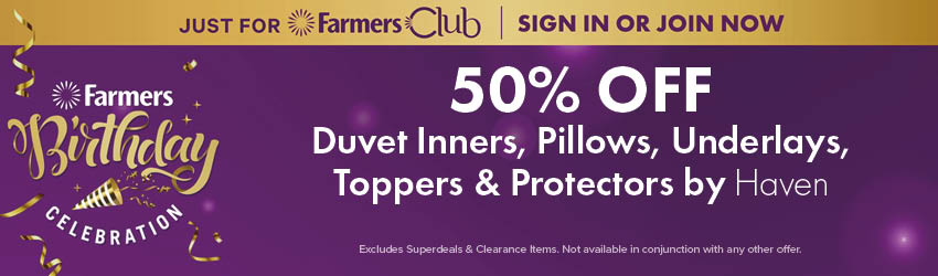 50% OFF Duvet Inners, Pillows, Underlays, Toppers & Protectors by Haven