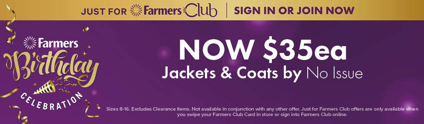 NOW $35ea Jackets & Coats No Issue