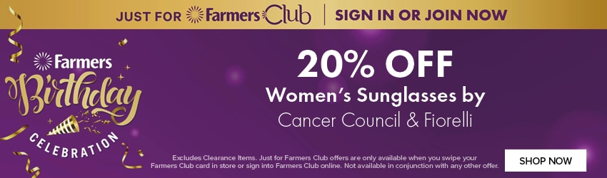 20% Off Women's Sunglasses by Cancer Council & Fiorelli