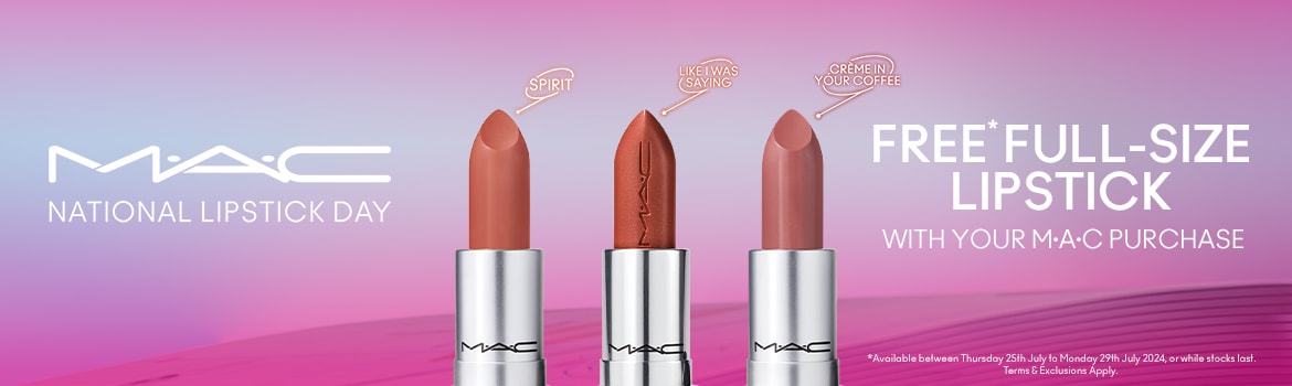 FREE GIFT Full Size MAC Lipstick when you purchase a product by MAC