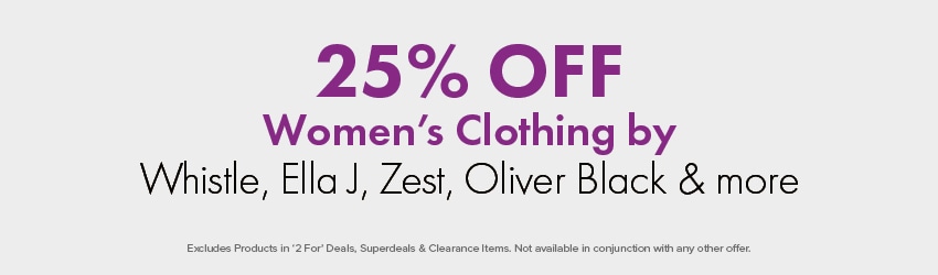25% OFF Women's Clothing by Whistle, Ella J, Zest, Oliver Black & more Lock	This page component is currently not locked.