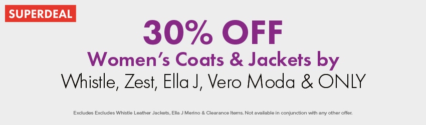 30% OFF Women's Coats & Jackets by Whistle, Zest, Ella J, Vero Moda & ONLY