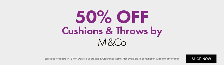 50% OFF Cushions & Throws by M&Co