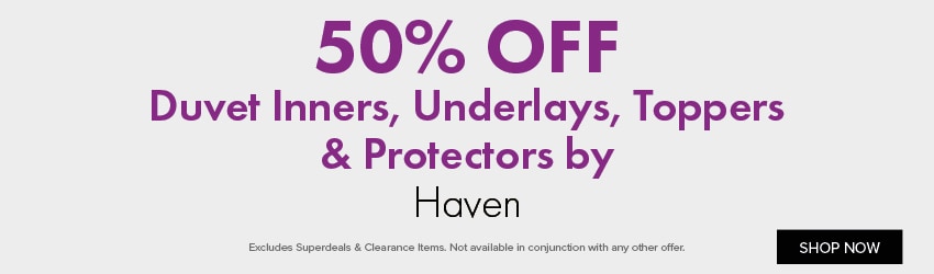 50% OFF Duvet Inners, Underlays, Toppers & Protectors by Haven