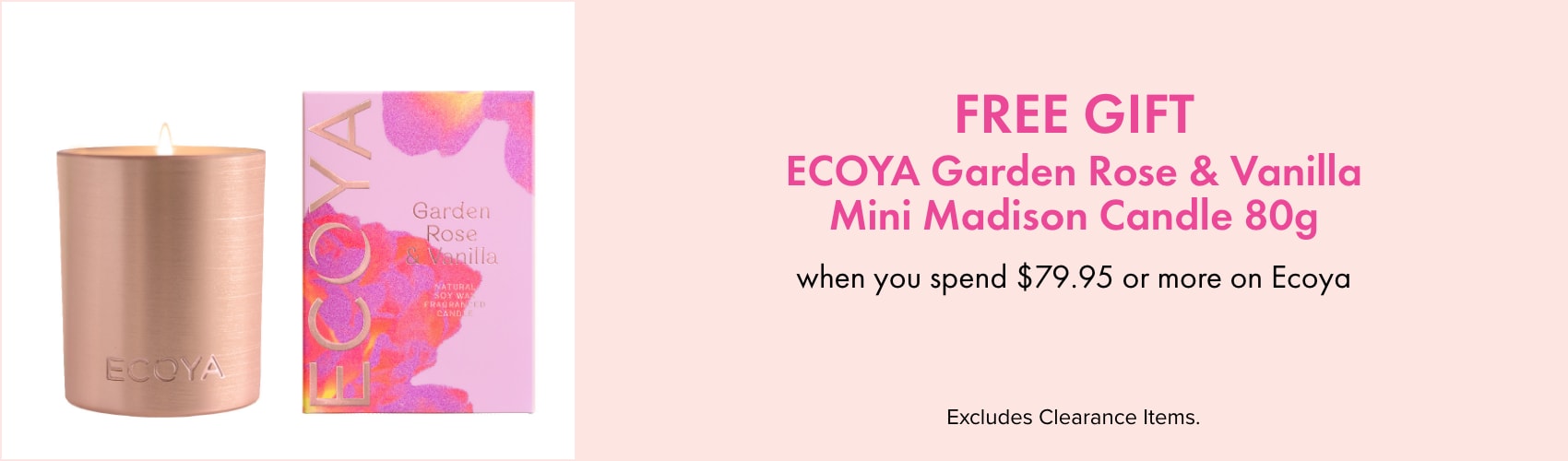 Free gift ECOYA garden rose & vanilla mini madison candle 80g