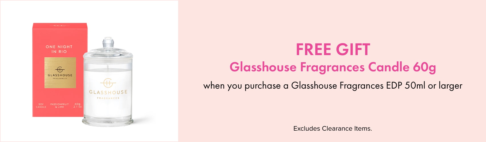 FREE GIFT Glasshouse Fragrances Candle 60g