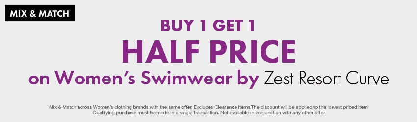 Buy 1 get 1 half price on Women's Swimwear by Zest Resort Curve
