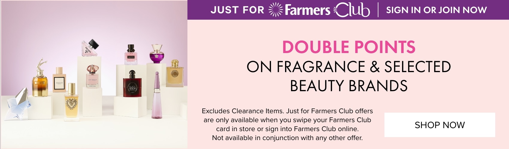 DOUBLE POINTS on Fragrance & Selected Beauty Brands