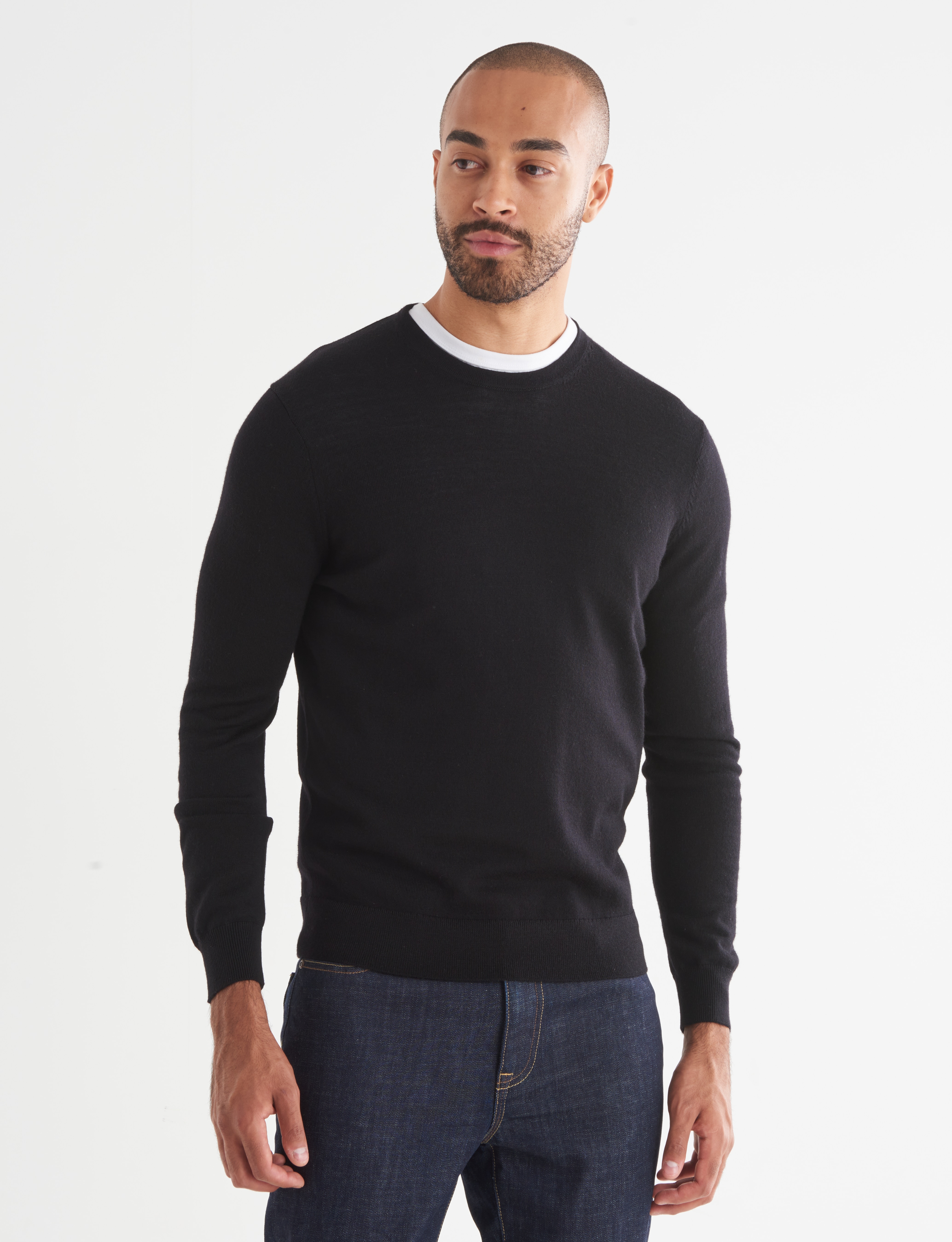 North South Merino Crew Neck Jumper, Black product photo