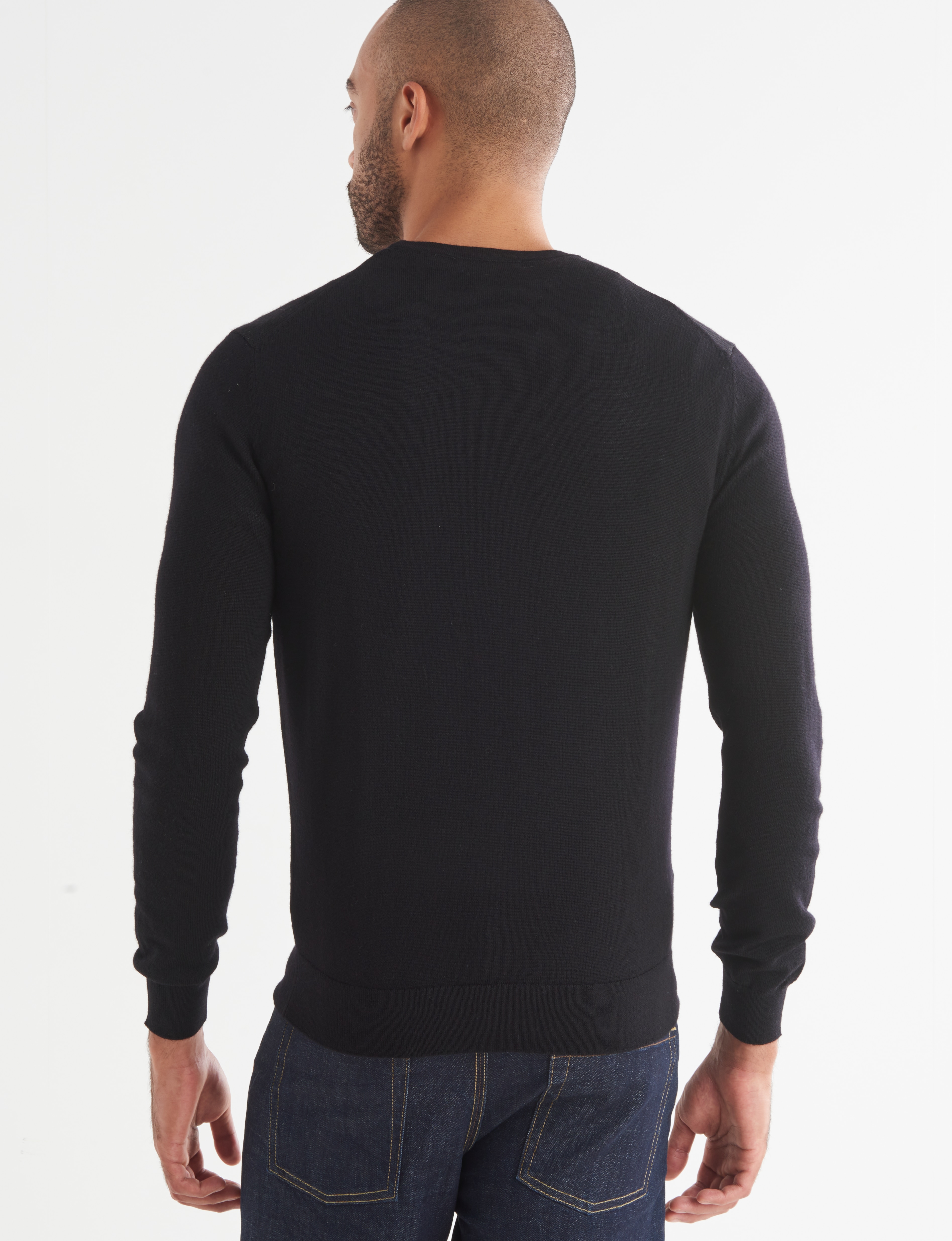 North South Merino Crew Neck Jumper, Black product photo View 02 L