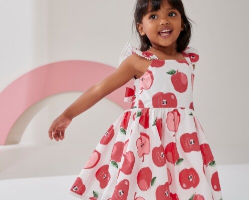 Buy Enfance One Shoulder Half Sleeves Flower Applique Detailed Shimmer Fit  & Flared Party Dress Peacock Blue for Girls (12-24Months) Online in India,  Shop at FirstCry.com - 14792088