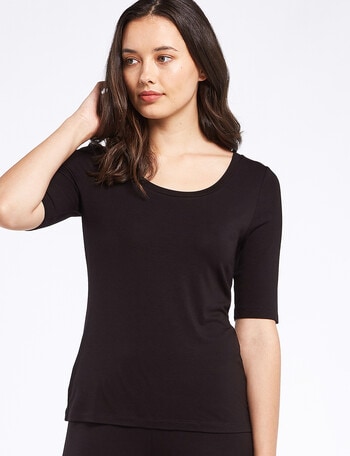 Bodycode Ballet Sleeve Scoop Neck Tee, Black product photo