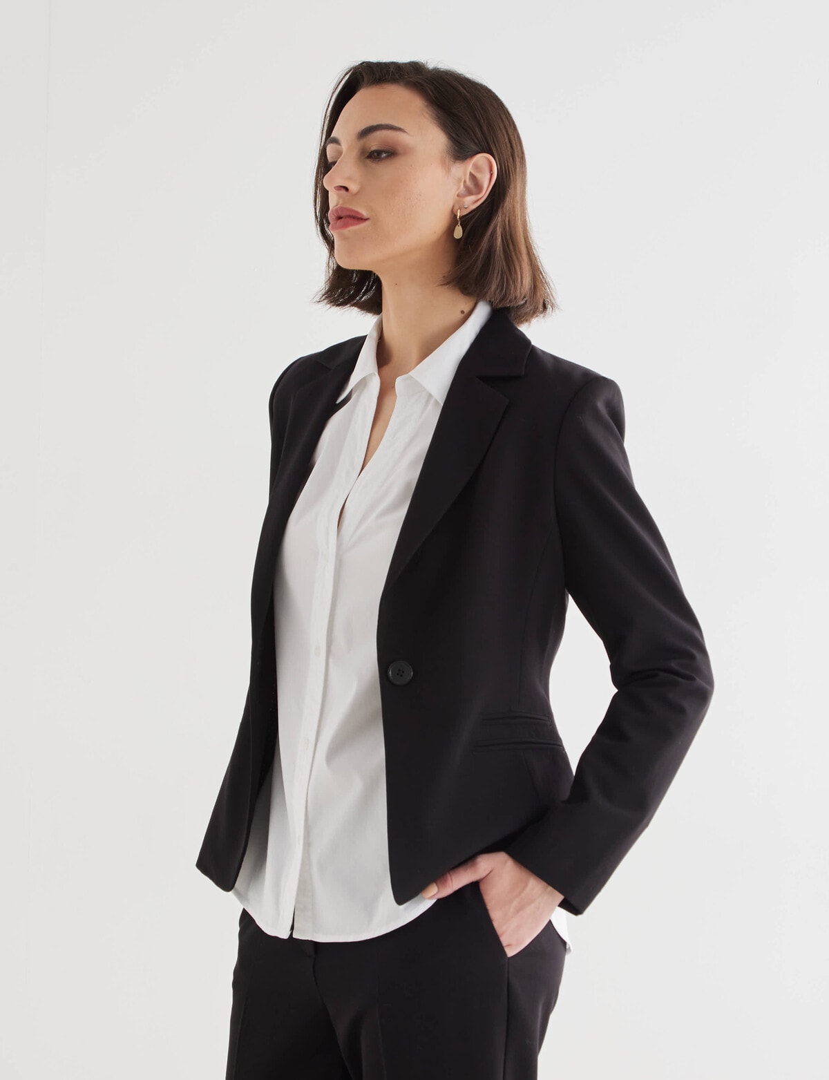 Oliver Black Two-Way-Stretch 1-Button Jacket, Black - Coats & Jackets