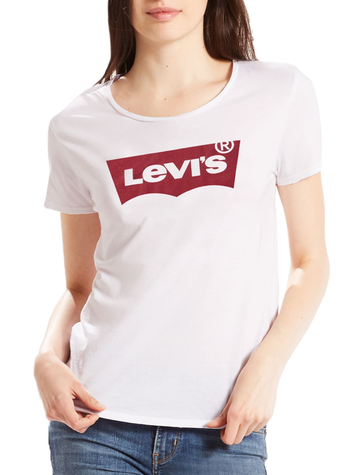 Levis Batwing Logo Printed Tee, White - Tops