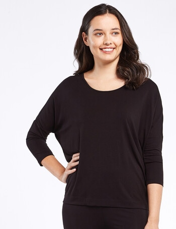 Bodycode 3/4-Sleeve Batwing Tee, Black product photo