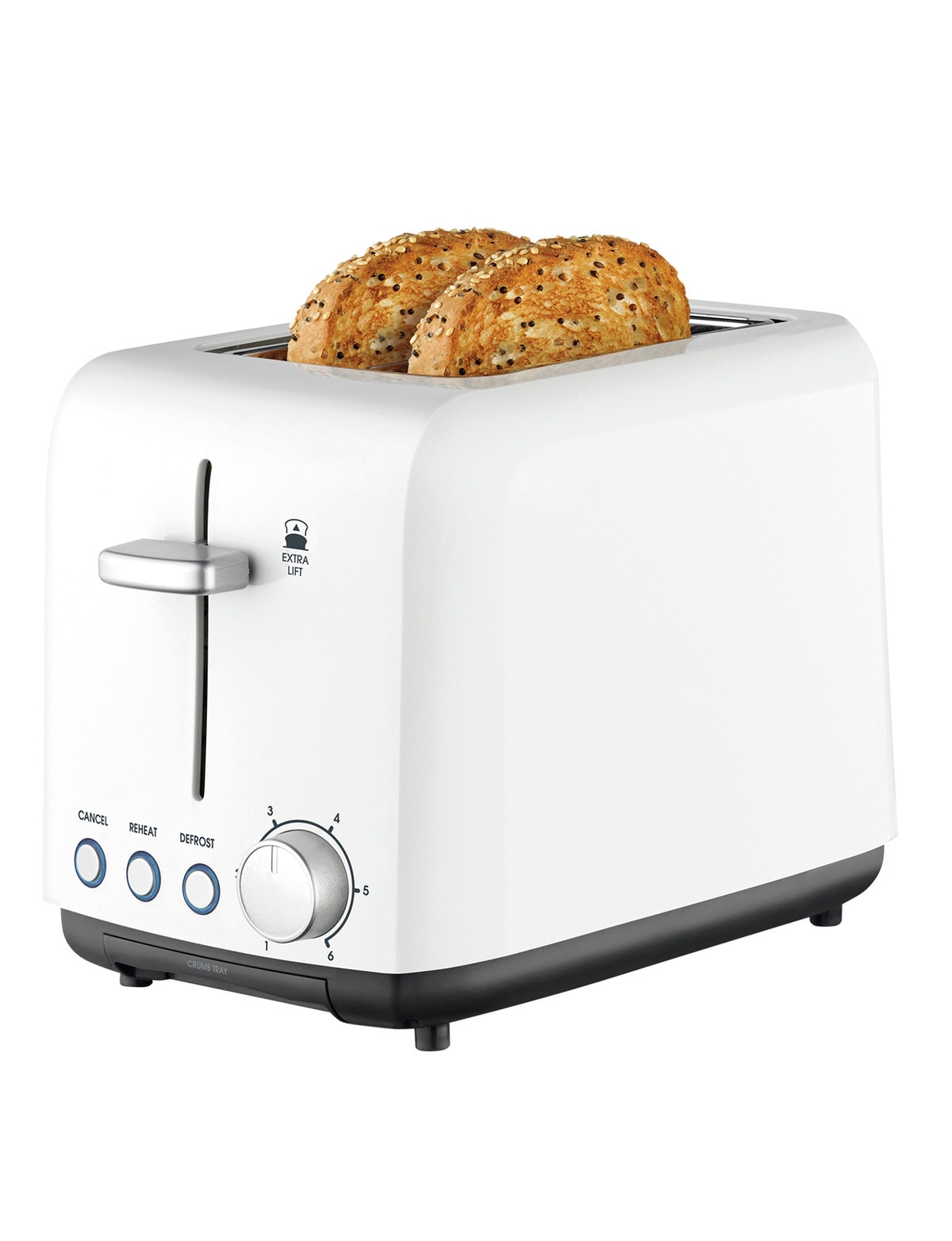 New Gen 2-Slice White Wide Slot Toaster with Crumb Tray