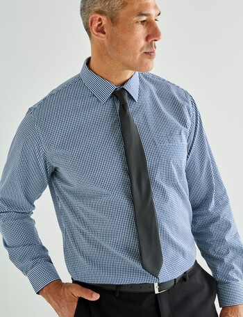 Chisel Mini Check Long Sleeve Shirt, Navy product photo