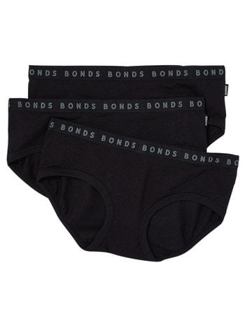 Womens Bonds WYWW 3 Pack Hipster Bikini Panties Underwear Knickers Black  Taupe