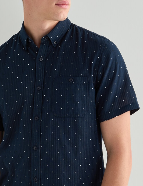 Tarnish Layer Dotted Short Sleeve Shirt, Navy product photo View 04 L