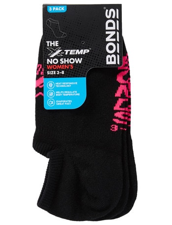 Bonds X-Temp No-Show Sock, 3-Pack, Black - Socks