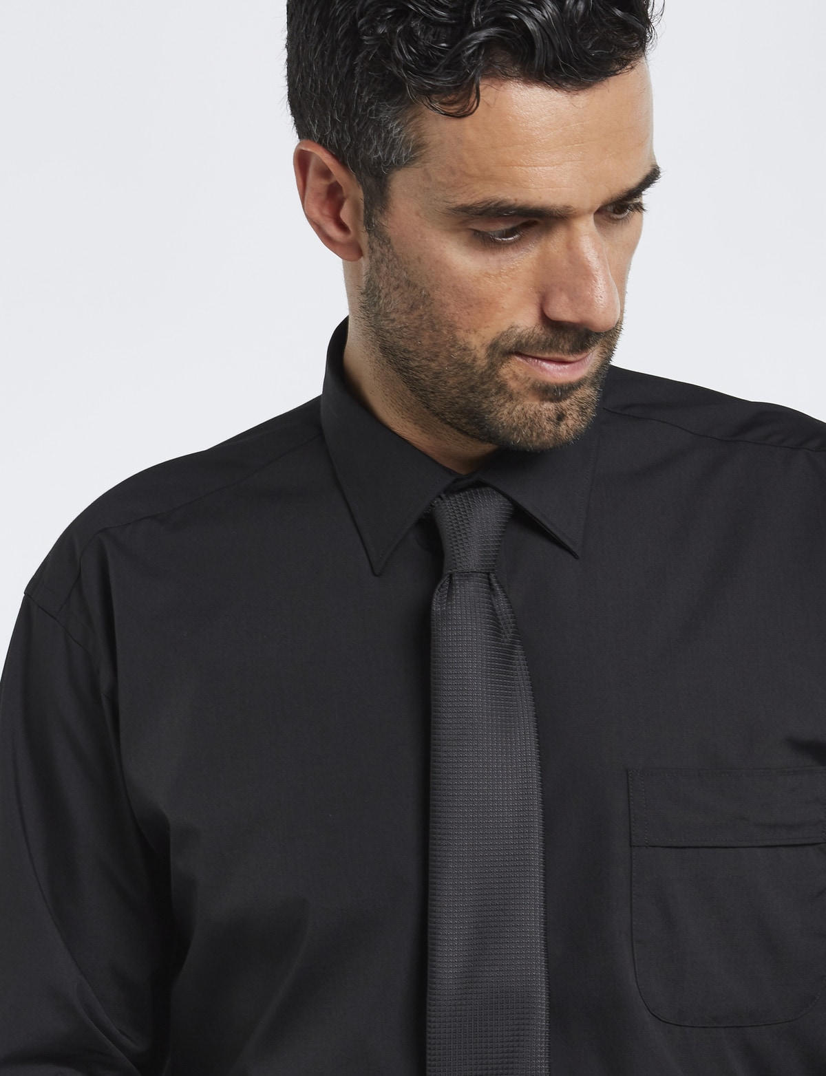 Van Heusen Cotton Long Sleeve Business Shirt In Black
