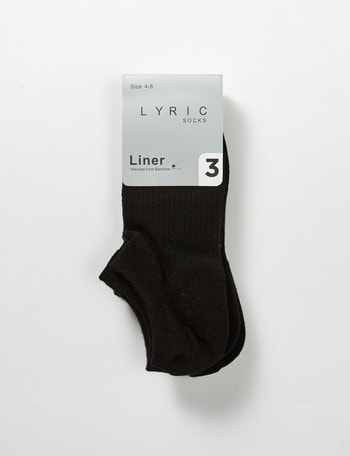 Lyric Liner Ankle Socks, Black, 3-Pack - Socks