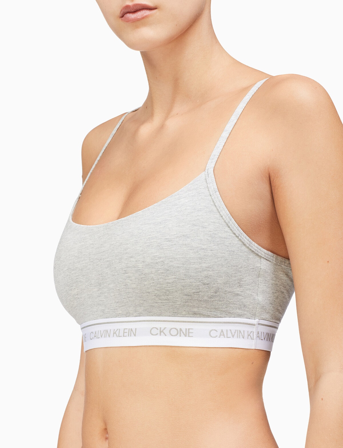 Buy Calvin Klein women solid non padded sports bra heather grey Online