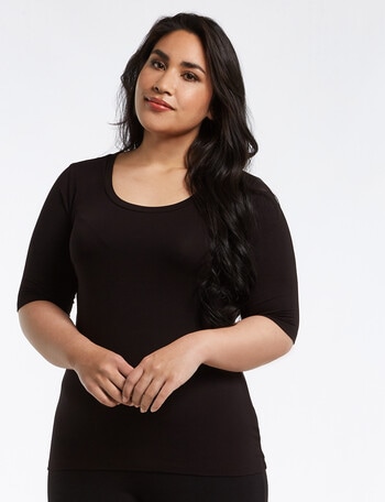 Bodycode Curve Ballet-Sleeve Scoop Neck Top, Black product photo