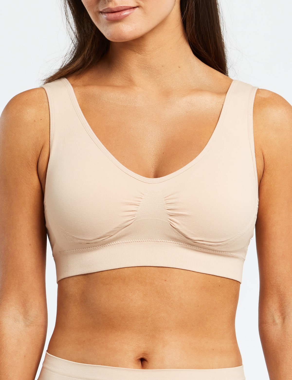 Lyric Seam free Crop Top With Removable Pads, 8/10 - 20/22, Nude