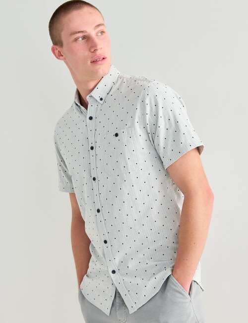 Tarnish Layer Dotted Short Sleeve Shirt, White product photo