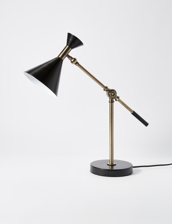 Piper Aged Brass/Black 1 Light Small Table Lamp By Mitzi