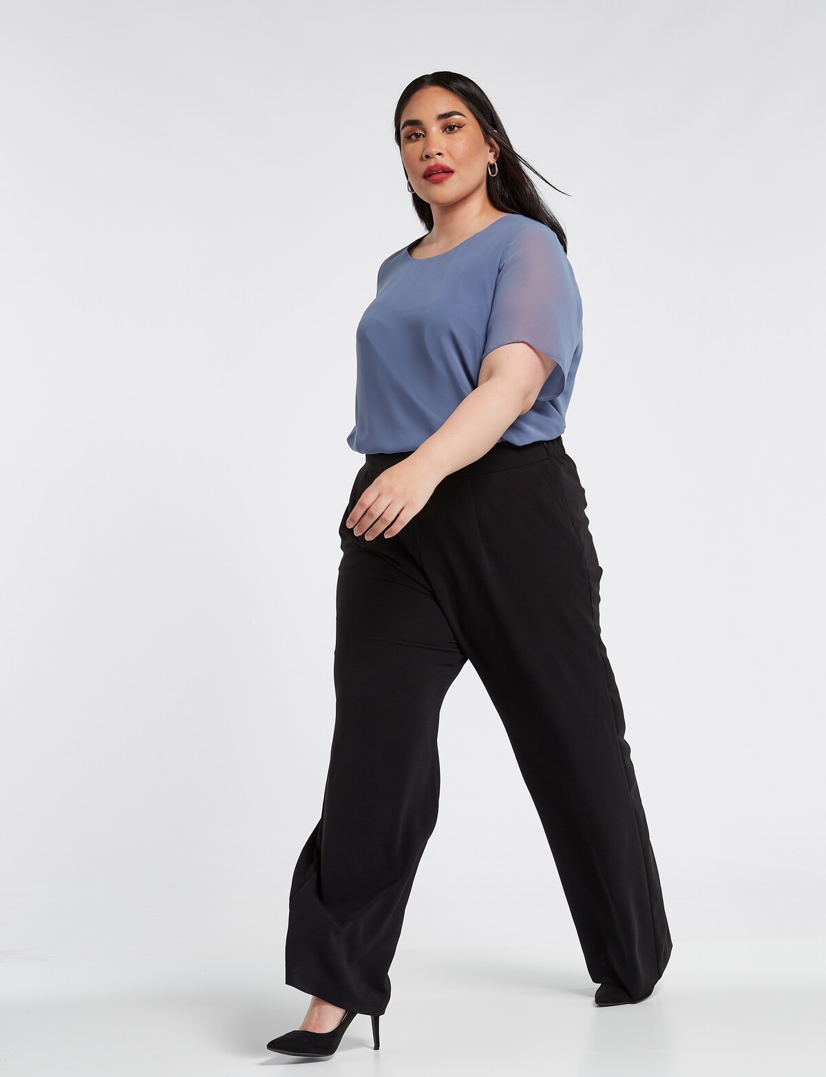 June + Vie By Roaman's Women's Plus Size Curvie Fit Corner Office Pants,  10/12 - Black : Target
