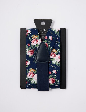 Laidlaw + Leeds Floral Braces, Navy product photo