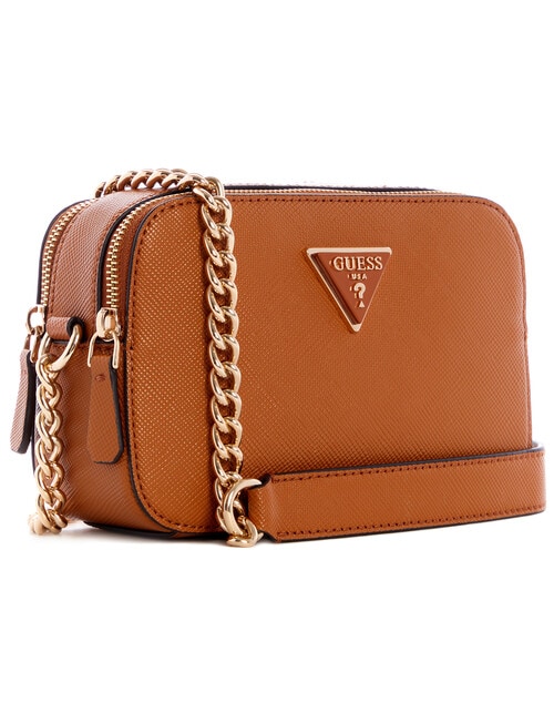 GUESS womens Noelle Crossbody Camera, Brown Logo, One Size US