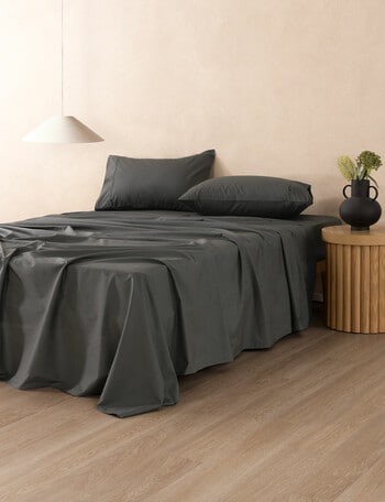 Linen House 250TC Cotton Sheet Set, Charcoal product photo