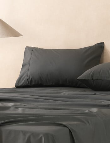 Linen House 250TC Cotton Standard Pillowcase, Charcoal product photo