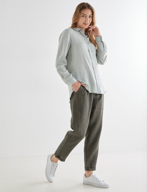 Zest Essential Linen Pant, Khaki - Pants & Leggings