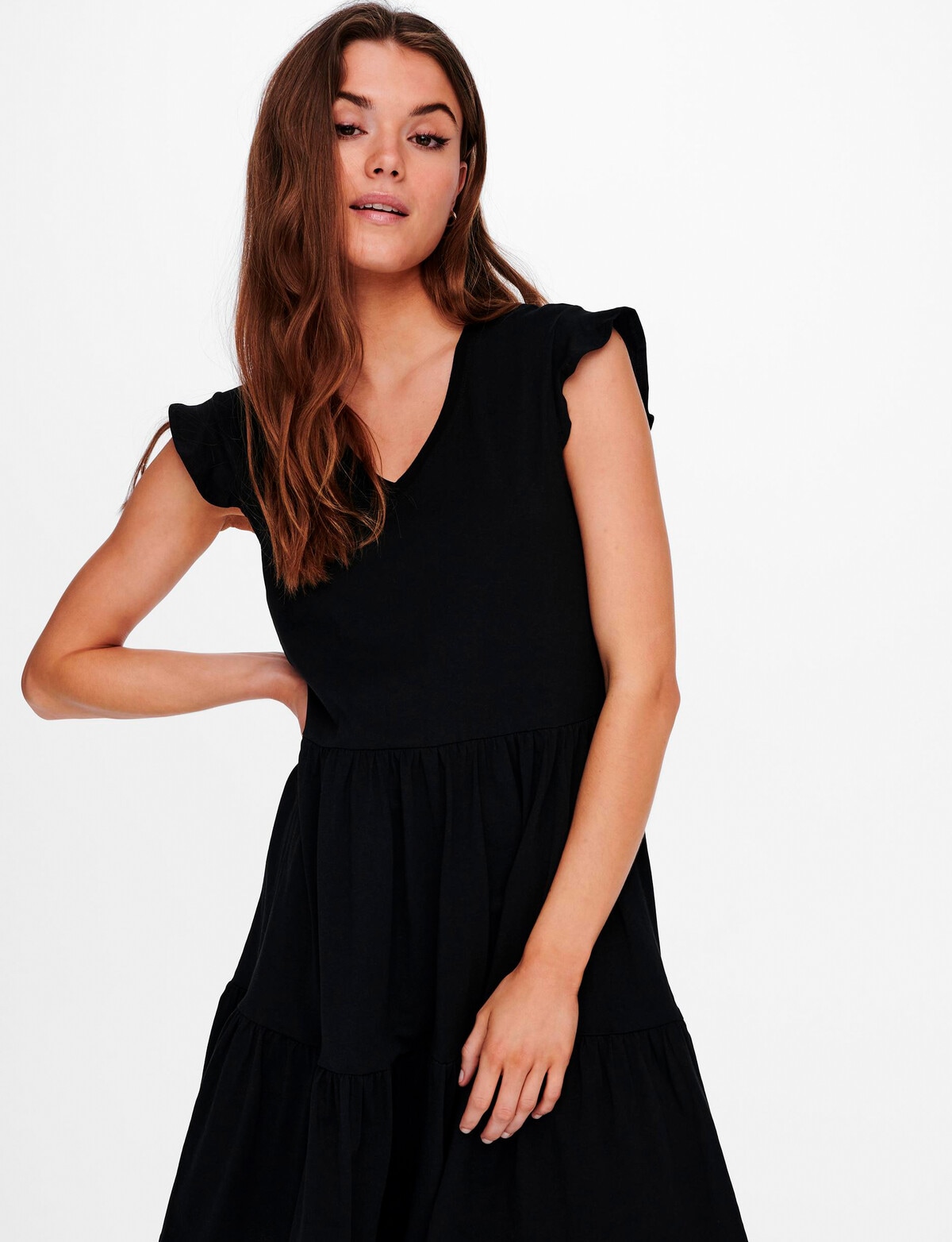 Dress, Black Frill Dresses May Sleeve Cap Life - ONLY