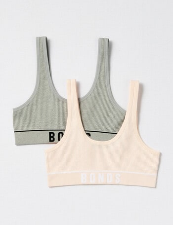 Bonds Retro Rib Crop, 2-Pack, Pink & Grey Marle, 6-16 product photo