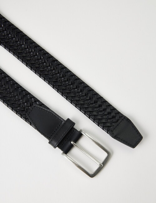 L+L Leather Woven Plait Belt, Black product photo View 03 L