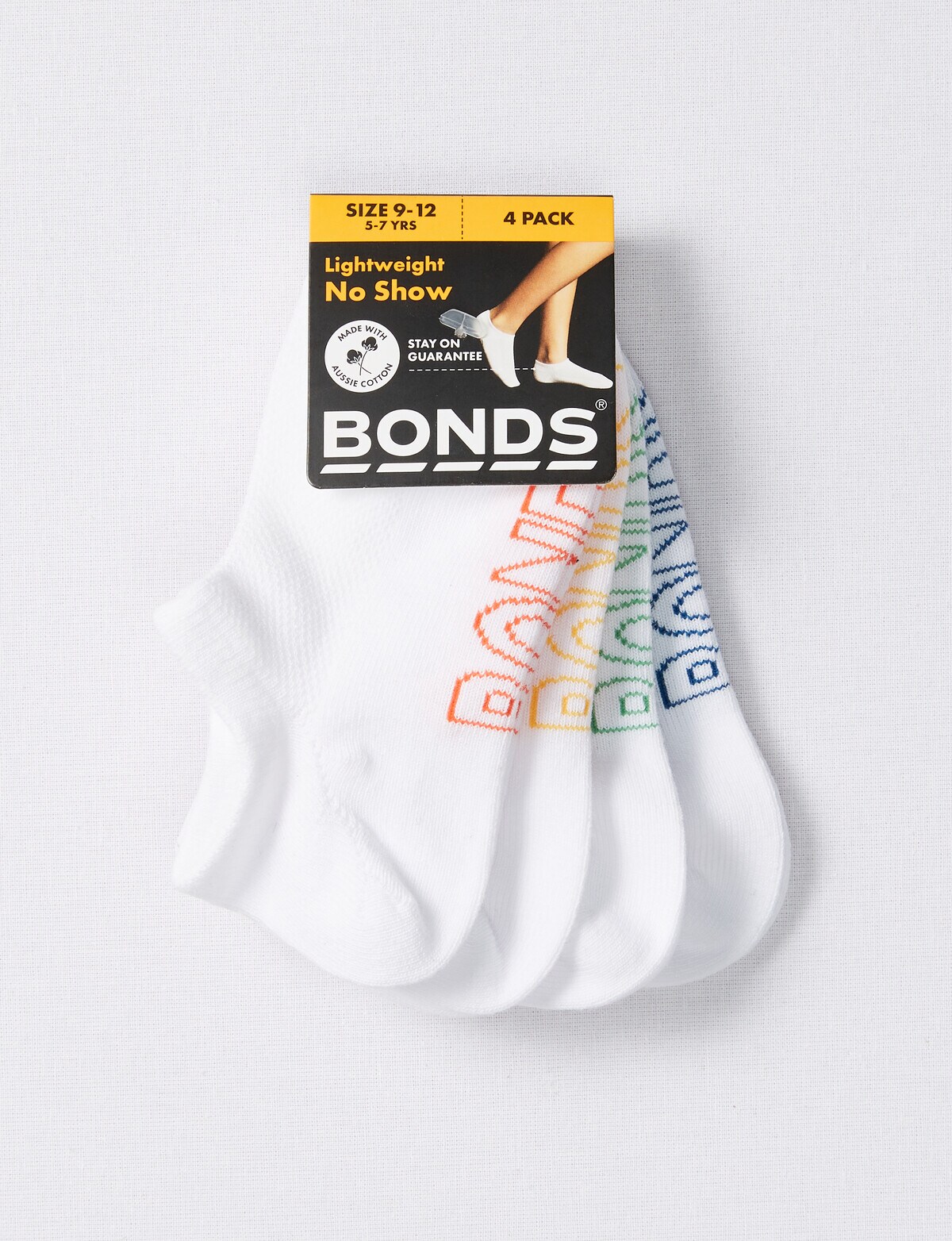 Bonds Logo Light No Show Sock, 4-Pack, White - Socks