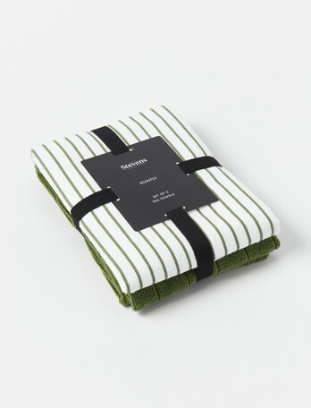 Stevens Huntly Tea Towel, 3-Pack, Green product photo