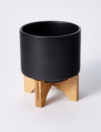 M&Co Pure Cylinder Standing Pot, Black product photo