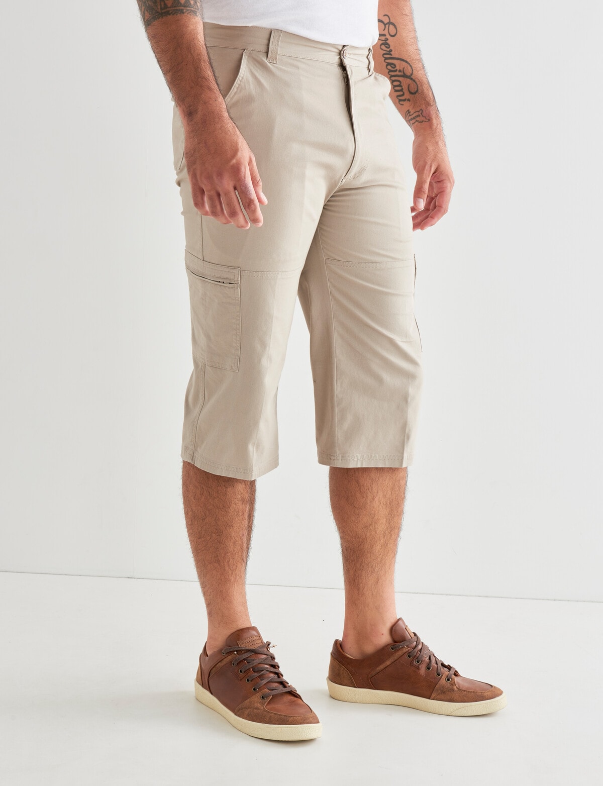 Savane Flat Front Three Quarter Pant, Fawn - Casual Pants