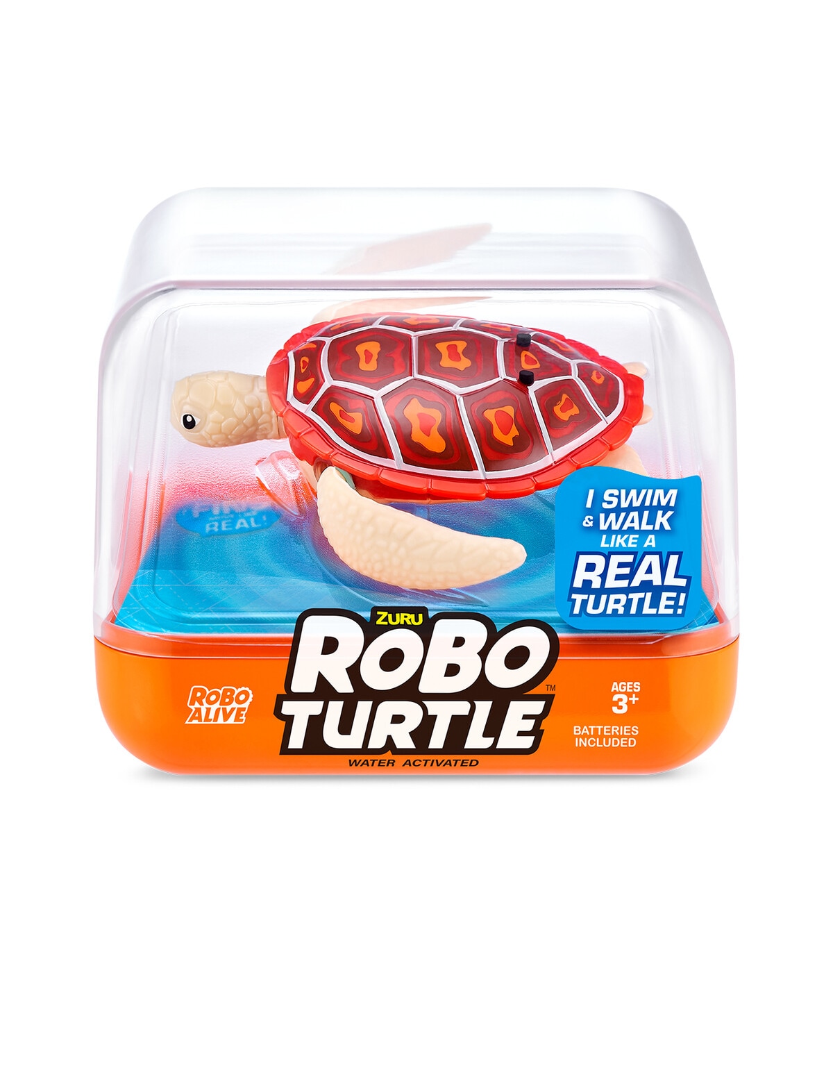 ROBO ALIVE Robo Turtle Robotic Swimming Turtle (Orange + Blue) by ZURU  Water Activated, Comes with Batteries,  Exclusive (2 Pack)
