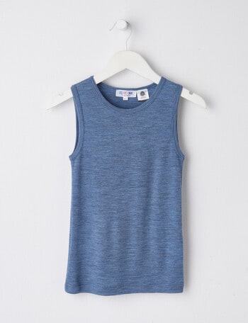 Blue Ink Merino Unisex Singlet, Steel Marle, 3-7 product photo